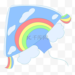 漂亮的彩虹图片_卡通彩虹风筝插画