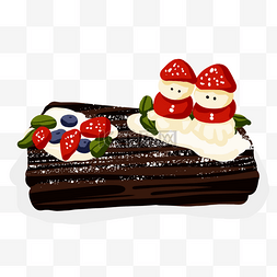 yule log cake圣诞树干蛋糕草莓奶油