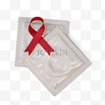 艾滋病红丝带安全套3d元素