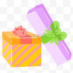 紫色黄色生日礼盒插画