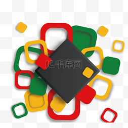 绿色流行色图片_方块几何立体彩色装饰边框