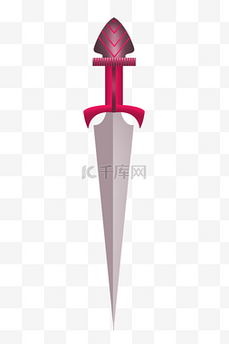立体红色剑柄长剑插画