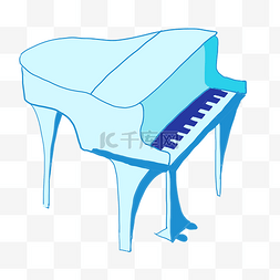 插画钢琴图片_精美蓝色钢琴插画