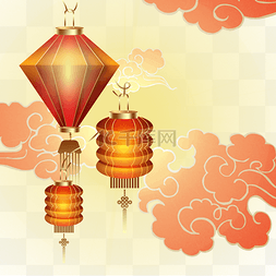 点亮的灯笼图片_点亮的复古造型农历新年春节灯笼