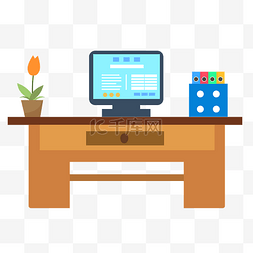 木质桌子办公电脑