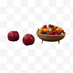 甘甜的水果图片_山楂和一篮子美味的水果
