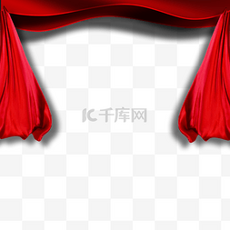 布艺窗帘图片_红色的窗帘免抠图