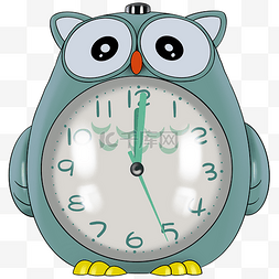 钟表数字时间图片_蓝色猫头鹰钟表