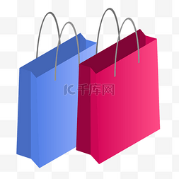 彩色购物袋子图片_两个卡通购物袋