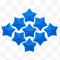 多个立体五角星组成菱形