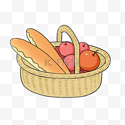手绘水果美食图片_手绘卡通水果面包健康饮食食品安
