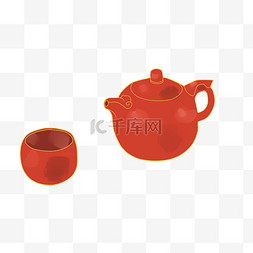 紫砂茶艺茶壶插画