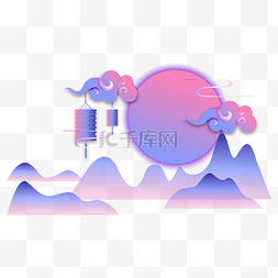 中式蓝图片_新中式七夕渐变装饰