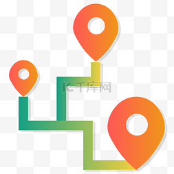 商务扁平黄色图片_地图坐标位置路线图标