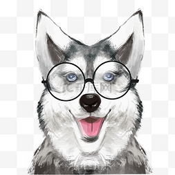 狗头元素图片_宠物戴眼镜狗头