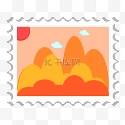 邮戳图片_卡通贴标邮票插画