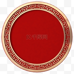 中国红圆圈图片_中国风红金圆框