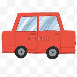卡通红色小汽车插图