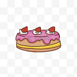 草莓粉色奶油生日蛋糕