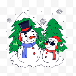 雪地圣诞树图片_圣诞雪人圣诞树雪花
