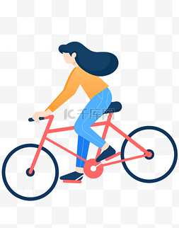骑自行车的女孩春游春天出游郊游