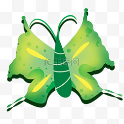 漂浮的蝴蝶图片_卡通绿色蝴蝶插图