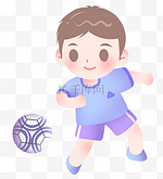 运动踢足球的小男孩