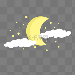 月亮白云元素素材图片_黄色月亮月牙