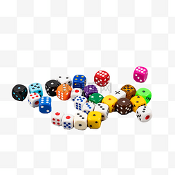 一堆彩色骰子