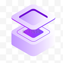 圆柱边框素材图片_紫色圆角立方体元素