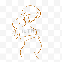 怀孕图片_母亲节母亲形象简单线稿免抠PNG素
