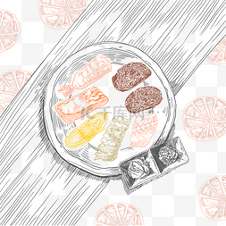 面包食物底纹图片_下午茶餐桌装饰寿司日餐食物