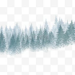 森林插画图片_灰色冬季植物森林插画