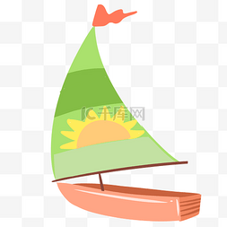 绿色船帆卡通帆船