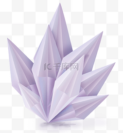 立体冰晶图片_立体淡紫色几何冰晶