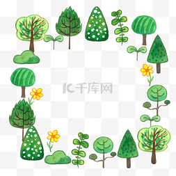 树木边框装饰图片_绿色清新森林边框