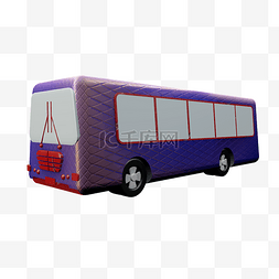 C4D立体紫色纹理公交车