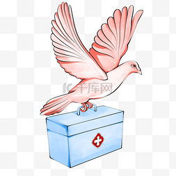 手绘国际人道主义日鸽子医疗箱