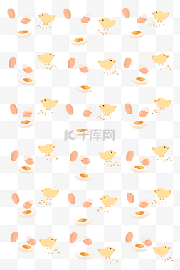 可爱小动物底纹图片_小鸡鸡蛋印花底纹背景