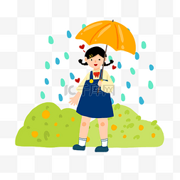 春季降雨雨伞遮雨女孩