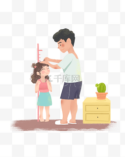 女儿抱着妈咪图片_父亲节爸爸给女儿量身高png素材