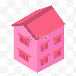 立体建筑物图片_粉红色立体房屋