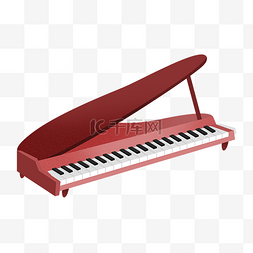 红色钢琴琴键插画
