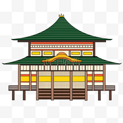 手绘日本传统寺庙建筑