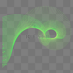 绿色几何体图片_科技智能魔幻数据点状线几何体螺