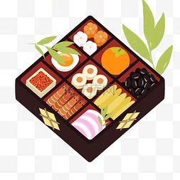 彩色重阳图片_卡通风格osechi ryori传统食物