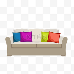 后匠家居图片_米色沙发与彩色抱枕免费下载
