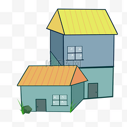 两层楼房图片_农村房子插画