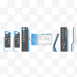 现代户外图片_企业商务商务蓝色灰色导视牌装饰
