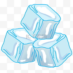 冰块杯水图片_蓝色卡通冰块